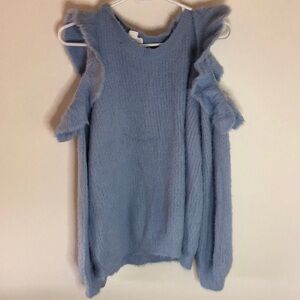 Blue open shoulder sweater